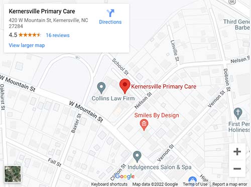 Directions From Your Location to Kernersville Primary Care in Kernersville, NC